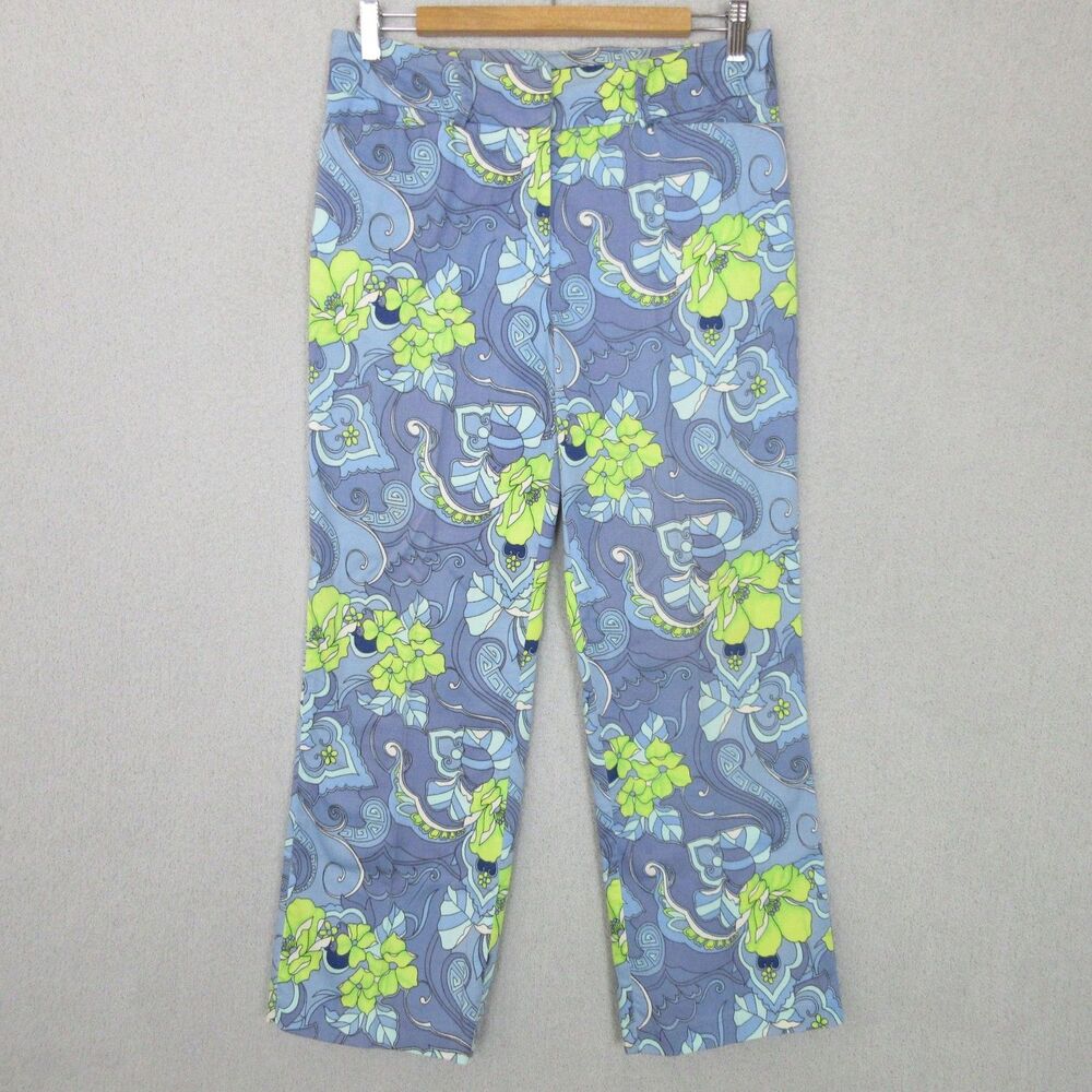 Tribal Stretch Capri Pants Floral Print Women Size 6 (30x26) Cropped Lightweight